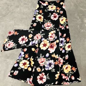Floral Maxi Skirt with Double Slit